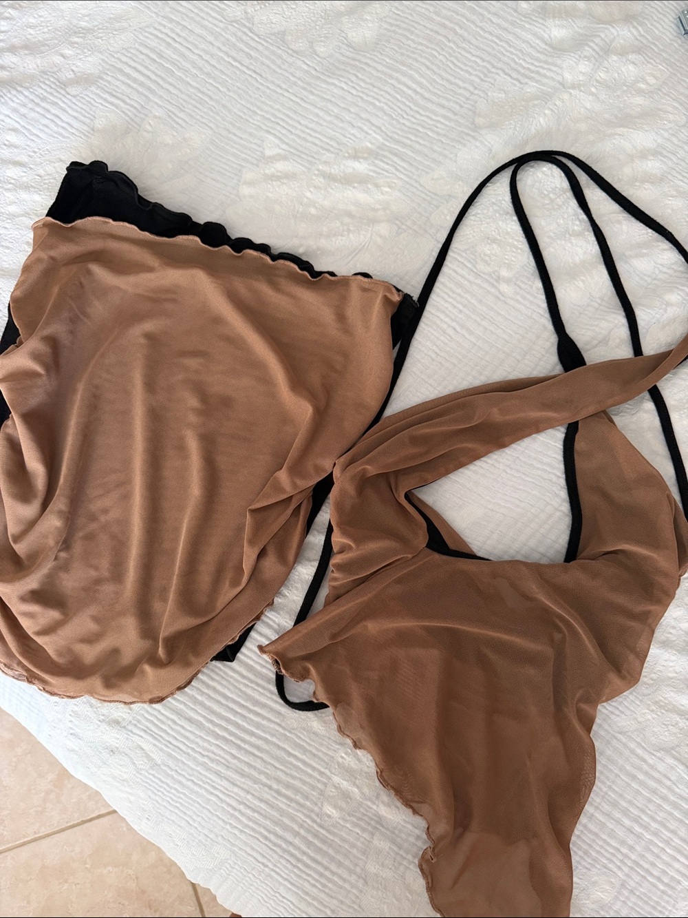 Tiger mist brown mesh and black set